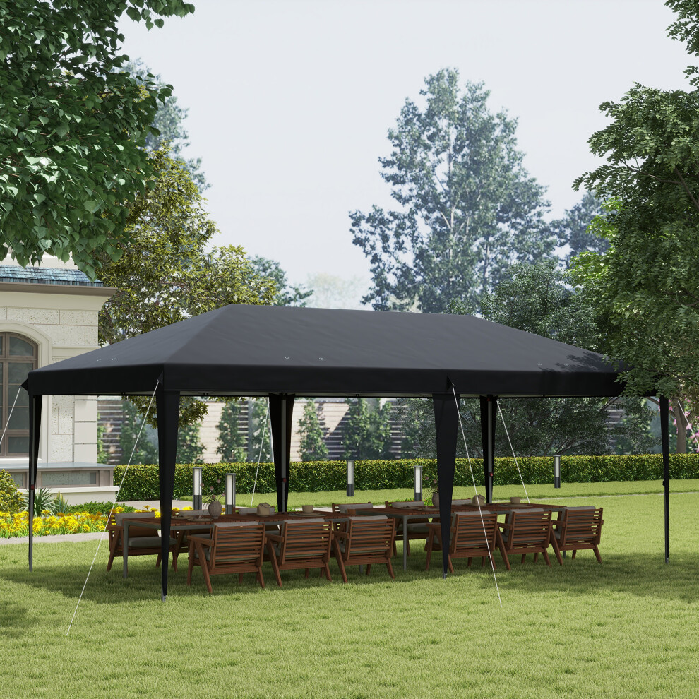 Outsunny 3 x 6 m Pop Up Gazebo Patio Party Event Heavy Duty Canopy Black