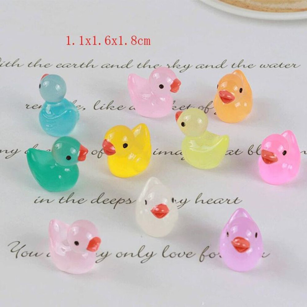 50pcs Random Resin Mini Duck Miniature Figurines Ornaments Tiny Cute Luminous Duck Garden Landscape Plants Crafts Decor