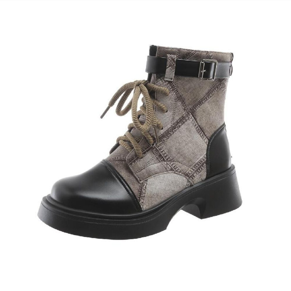 (khaki, 42) Thick Soled Martin Boots For Women&apos;s Autumn And Winter New Style With Added Fleece Plus Plus Plus Size Women&apos;s Short Boots