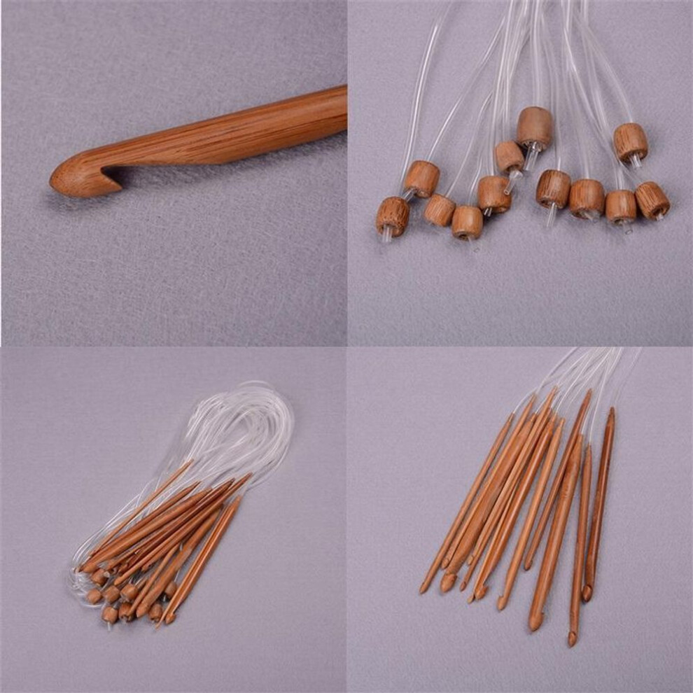 1.2m 48" 12 Different Sizes/set Tunisian Carbonized Bamboo Needle Crochet Hooks