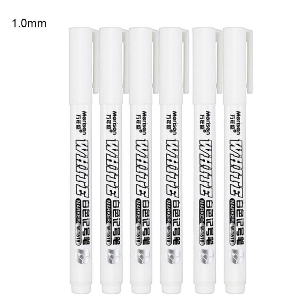 (as the picture, 6pcs) Gel Pen For Fabric Wood Leather Marker White Marker Pen Alcohol Paint Oily Waterproof Tire Painting Graffiti Pens 1mm