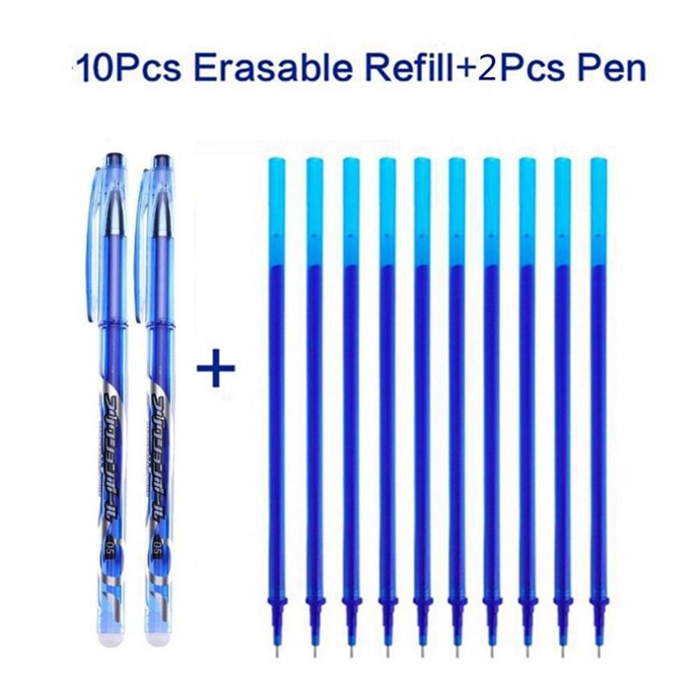 (blue, 12pcs set) 12pc/set Erasable Washable Erasable Pen Refill 0.5mm Blue/black Ink Gel Pen Erasable Refill Writing For School Office Stationery