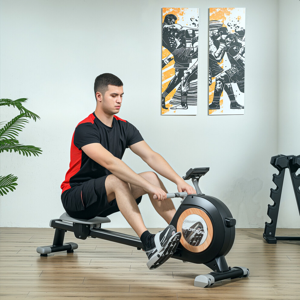 SPORTNOW 16-Level Magnetic Rowing Machine w/ LCD Monitor, Black