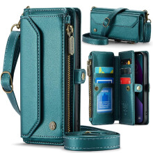 (Green) Crossbody Case for iphone 14 Plus Rfid Blocking Card Holder Zipper Bills Slot Wallet Case for Women Case Wallet