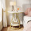 Tribesigns Tribesigns Side Table Round Side Table in White Gold, Side Table with 2 Levels 4