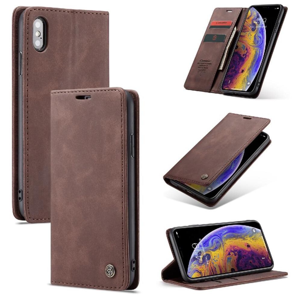(Brown) Flip Case For Iphone Xs Max Vintage Pu Leather Wallet Magnetic Closure Shockproof Case Card Slot Kickstand Flip Folio Book Brown 764549384907