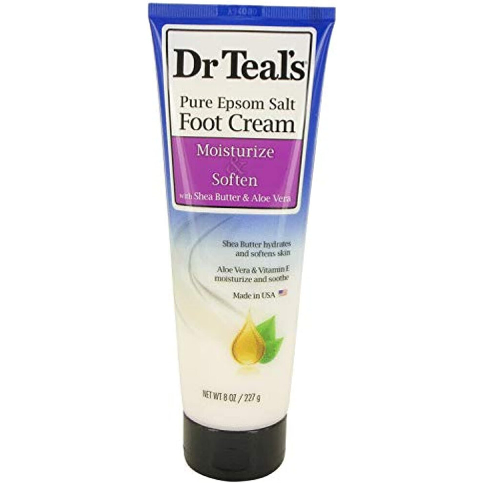 Dr Teal's Pure Epsom Salt Foot Cream with Shea Butter and Aloe Vera and Vitamin E for Women (8oz)
