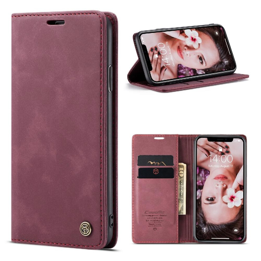 (Red) Flip Case For Iphone Xr Case Card Slot Kickstand Magnetic Closure Shockproof Vintage Pu Leather Wallet Flip Folio Book Red 764549384976
