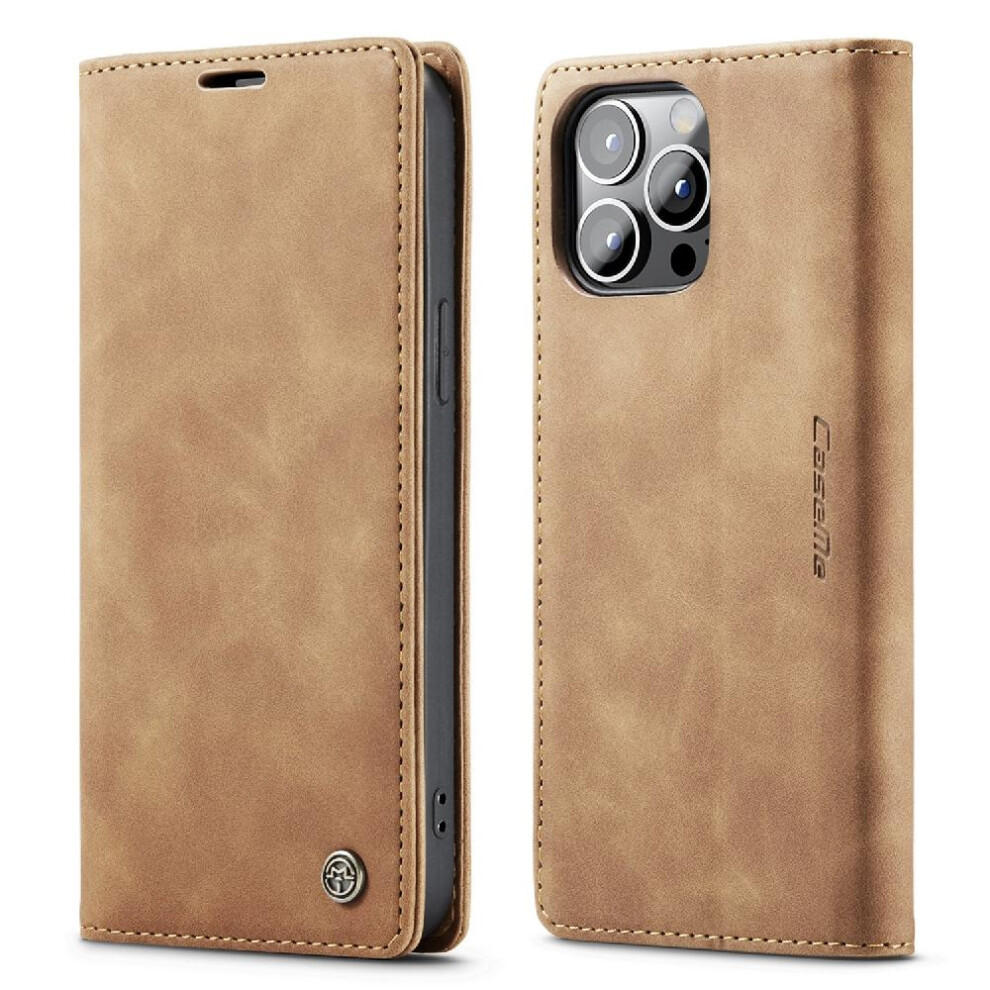 Photos - Case  Flip  for iphone 15 Pro Vintage Pu Leather Wallet Flip Folio Book Magnetic Closure Shockproof  Card Slot Ki(Yellow)
