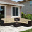 Outsunny Outsunny 8Pcs Patio Rattan Sofa Set Garden Furniture Side Table w/ Cushion 1
