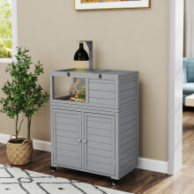 PawHut Tortoise House with Storage Cabinet, Lamp Holder, Openable Top