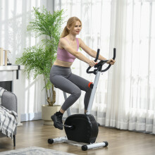 SPORTNOW Exercise Bike with Heart Rate Sensor for Home Use, White