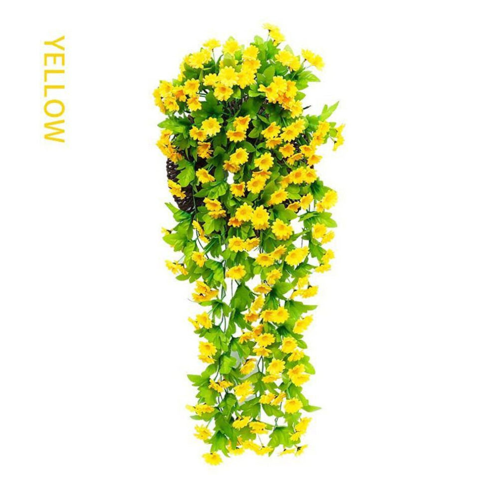 (yellow) 168 Flowers And 12 Forks Artificial Violet Hanging Flower Vines Wall Decor Plants Garland For Wedding Home Garden Decoration