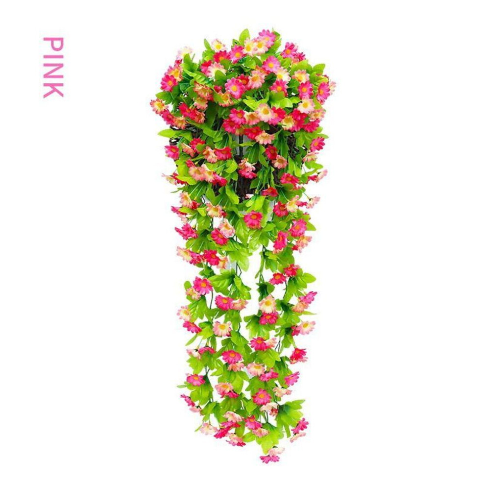 (pink) 168 Flowers and 12 Forks Artificial Violet Hanging Flower Vines Wall Decor Plants Garland for Wedding Home Garden Decoration