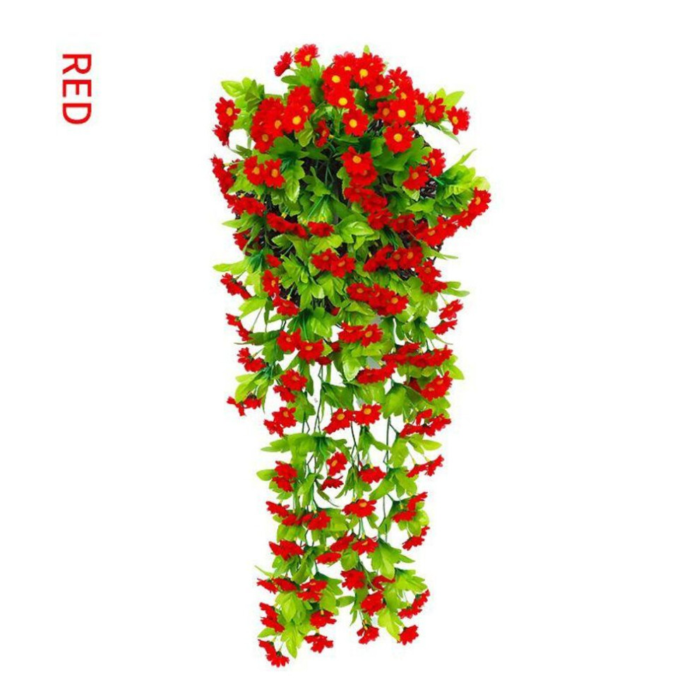 (red) 168 Flowers and 12 Forks Artificial Violet Hanging Flower Vines Wall Decor Plants Garland for Wedding Home Garden Decoration