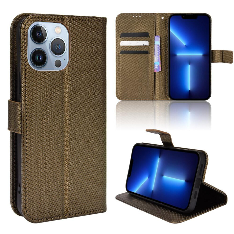(Brown) Case For Iphone 13 Pro Nax Cover Card Holder Kickstand Magnetic Wallet Brown 764549387397
