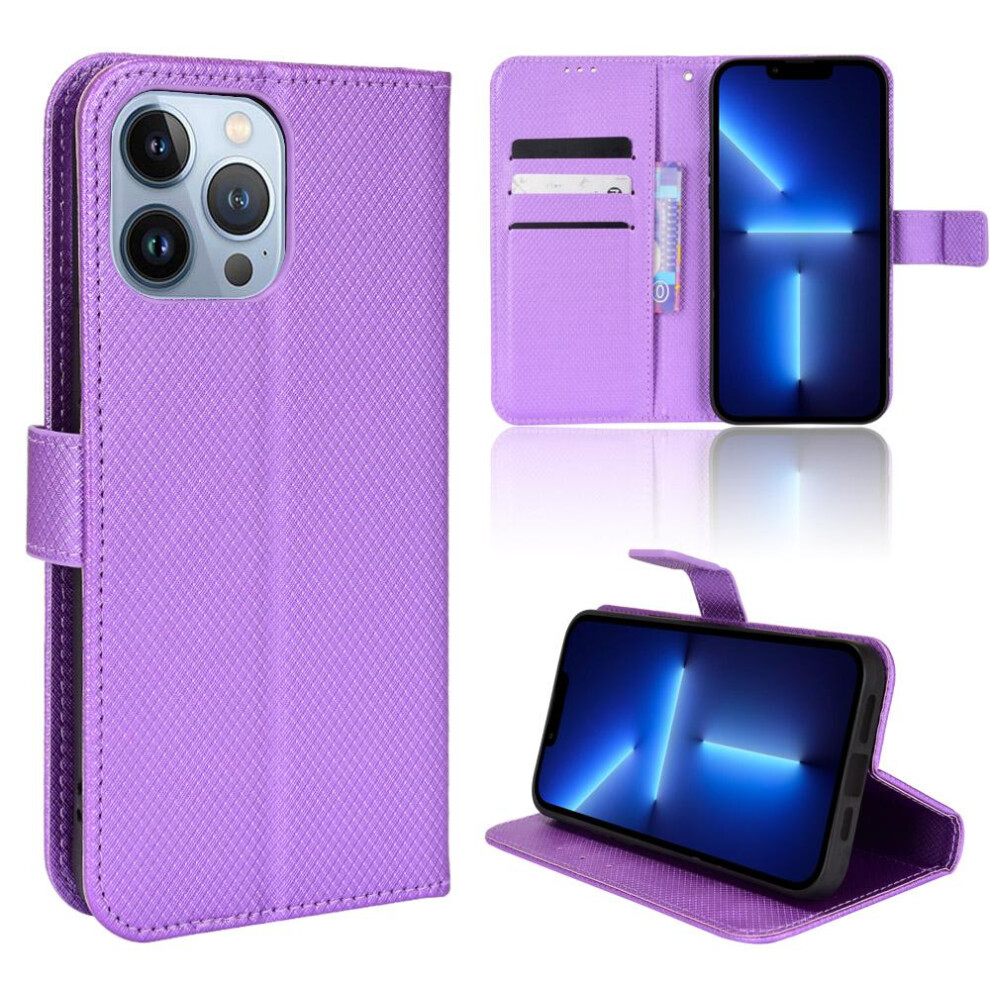 (Purple) Case For Iphone 13 Pro Nax Cover Card Holder Kickstand Magnetic Wallet Purple 764549387410