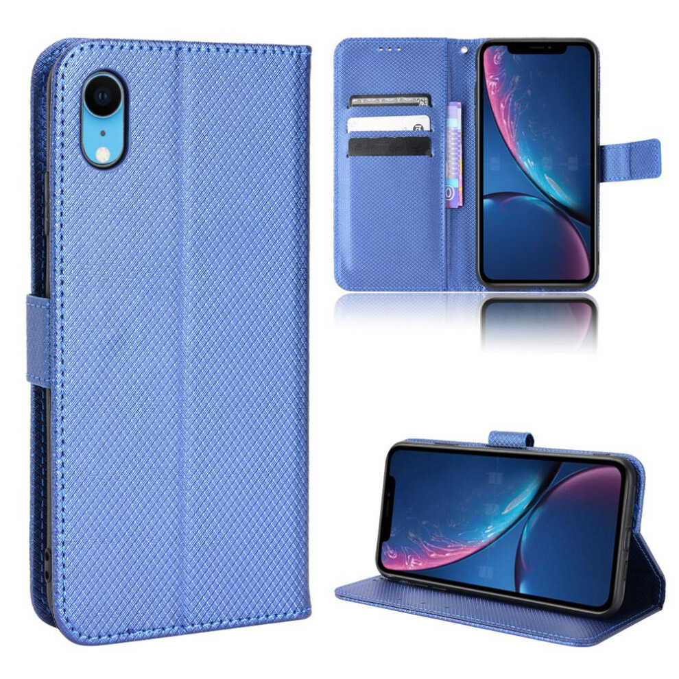 (Blue) Case For Iphone Xr Kickstand Cover Card Holder Magnetic Wallet Blue 764549388028