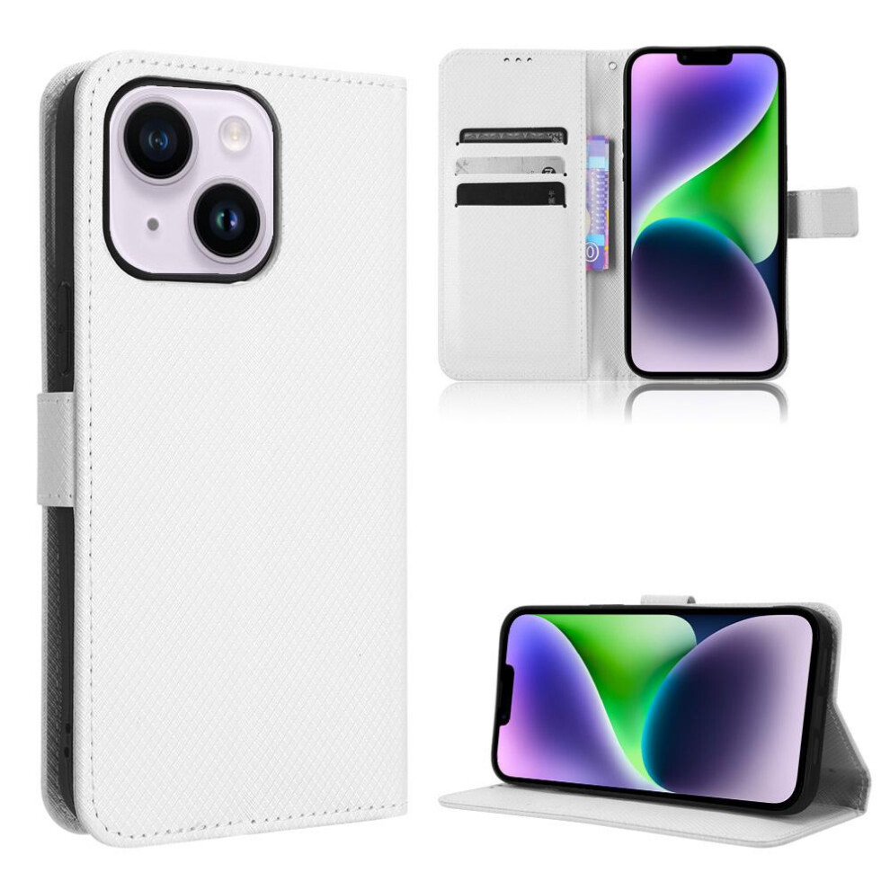 (White) Case For Iphone 13 Mini Kickstand Cover Card Holder Magnetic Wallet White 764549388288