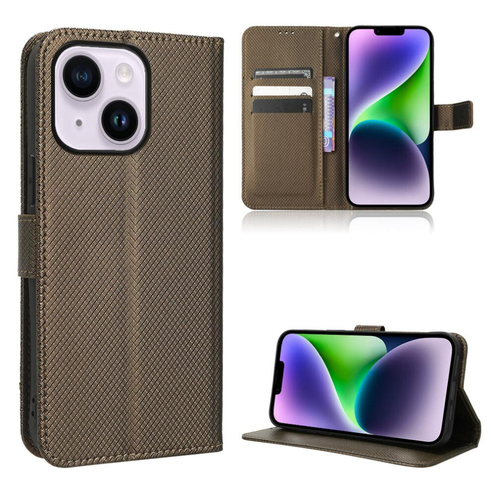(Brown) Case For Iphone 13 Mini Kickstand Cover Card Holder Magnetic Wallet Brown 764549388295