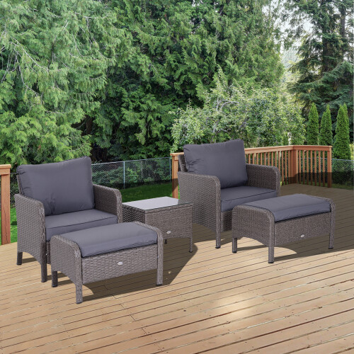 Outsunny Outsunny 5 Pieces Outdoor Patio Furniture Set Wicker Conversation Set Dark Grey