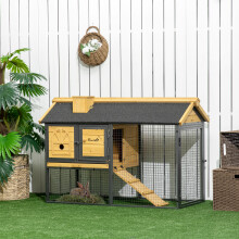 PawHut Rabbit Hutch, Guinea Pig Hutch 2 Tiers w/Tray & Ramp, for 1-2 Rabbits