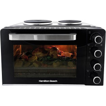 Mini Oven with Hobs, 28L, Double Hotplates, Space Saving, Electric Countertop Cooker, Flexible Cooking, Adjustable Temperature, 60 Min Timer, 3100W
