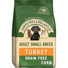 James Wellbeloved Adult Grain-Free Small Breed Turkey & Rice 7.5 kg Bag, Hypoallergenic Dry Dog Food