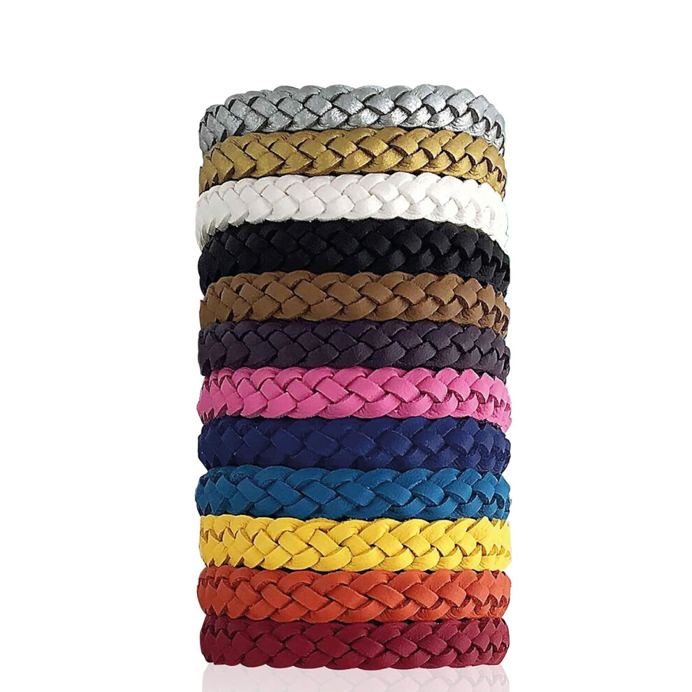 Etruston 12 Packs Of Adjustable Leather Mosquito Repellent Bracelet