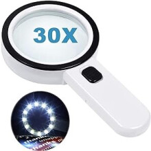 Loupe 30x double verre, loupe d'éclairage à main