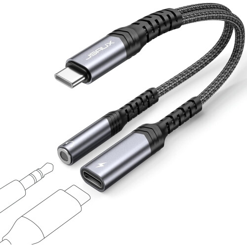 USB-C-auf-3,5-mm-Buchse und Ladegerät-Adapter
