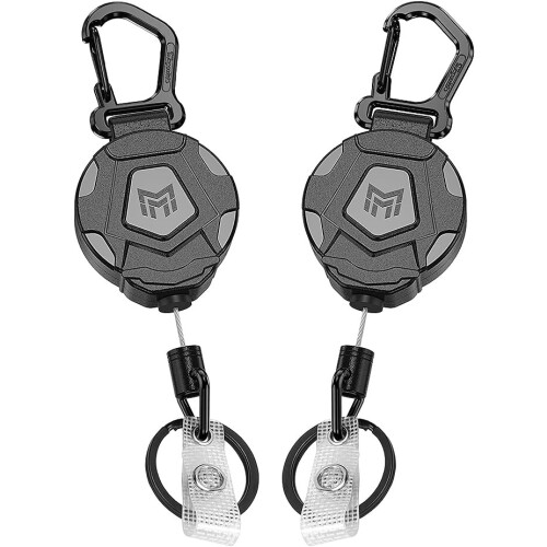 2 Pack Retractable Keychain, Heavy Duty Carabiner Holder