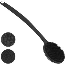 Silicone body scrubber voor douche met lange steel