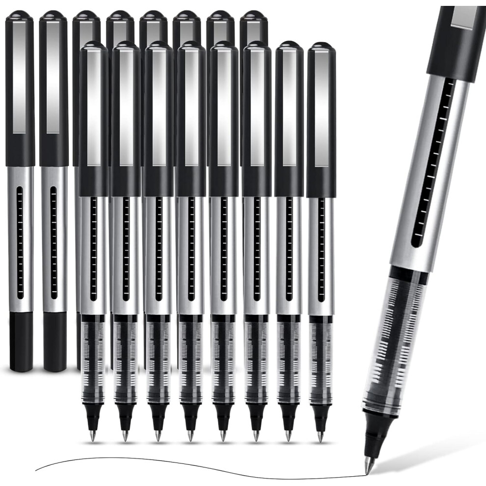 Rollerball Pens Black Ink, 16 Pack Pens Multipack 0.5mm Black Gel Pens