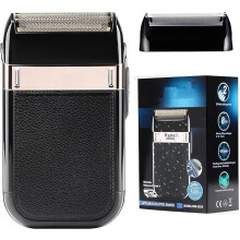 KM-2024 Men's USB Rechargeable Waterproof Electric Razor - IPX7, Cordless 50min, Hypoallergenic Titanium Foil, Detachable Head, Cleaning Brush