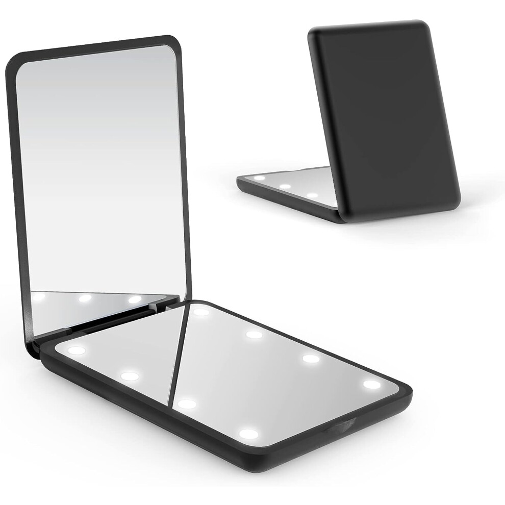 Miroir de poche, miroir compact à led, miroir grossissant 1x/3x avec lumière