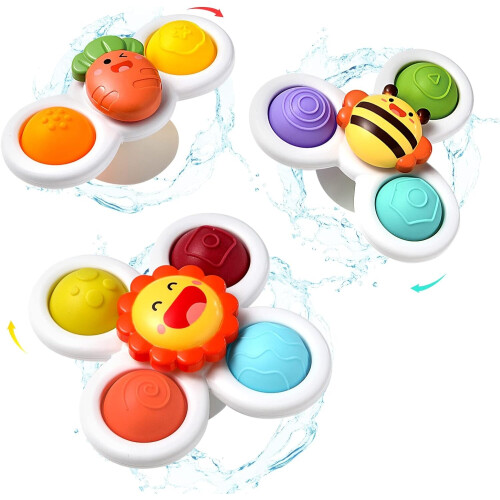 3 Pcs Simple Dimple Suction Cup Spinner Toys, Early Education