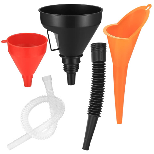 3 Pcs Right Angle Flexible Plastic Funnel Set