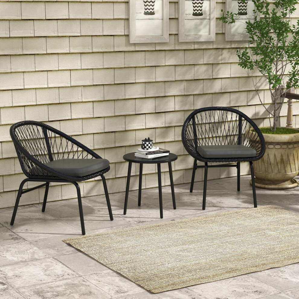 Rackhams 3 Piece Garden Furniture Set, Bistro Set W/ 2 Chairs & 1 Coffee Table - Image 4