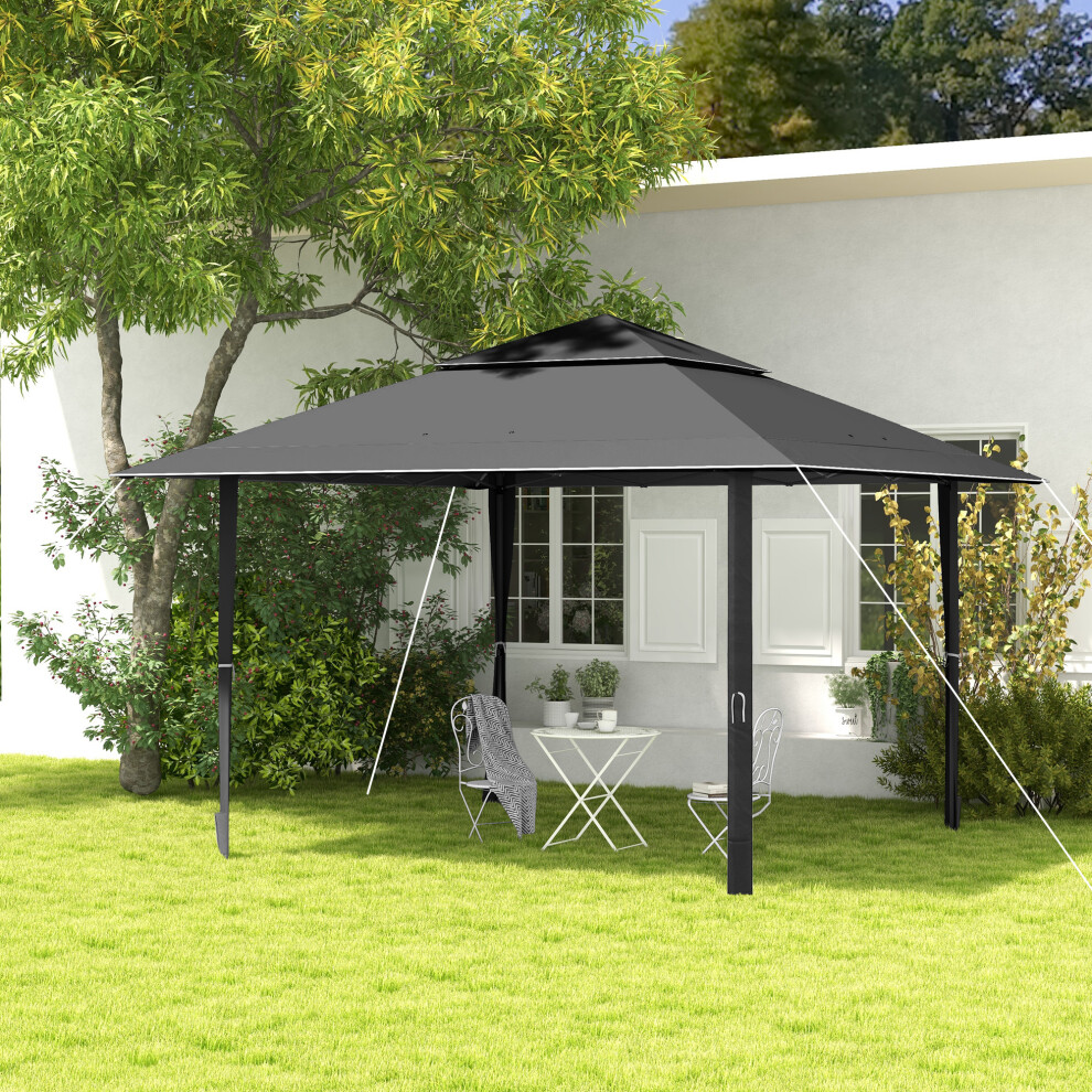 Outsunny 4 x 4m Outdoor Pop-Up Canopy Tent Gazebo Adjustable Legs Bag Dark Grey