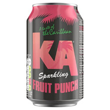 KA Caribbean 24 Pack Sparkling Fruit Punch Soda Flavoured Drink, Authentic Jamaican Recipes - 24 x 330ml Cans