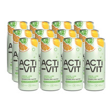 Acti-Vit Sparkling Flavoured Vitamin Water Cans with B Vitamins B5, B6, B9, B12, Vitamin C, Vitamin D, Zinc & Magnesium Zero Sugar 12x 330ml Lemon