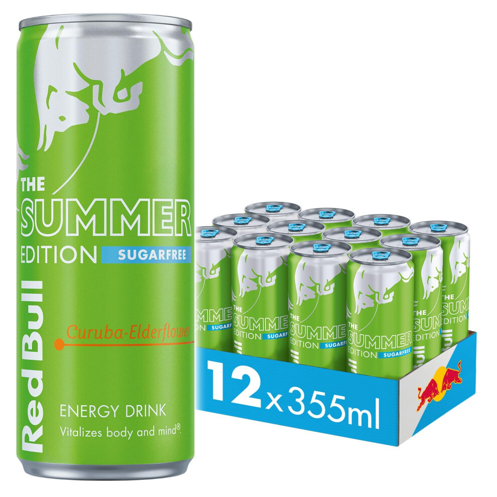 Red Bull Energy Drink Sugar Free Summer Edition Curuba-Elderflower, 355ml X 12