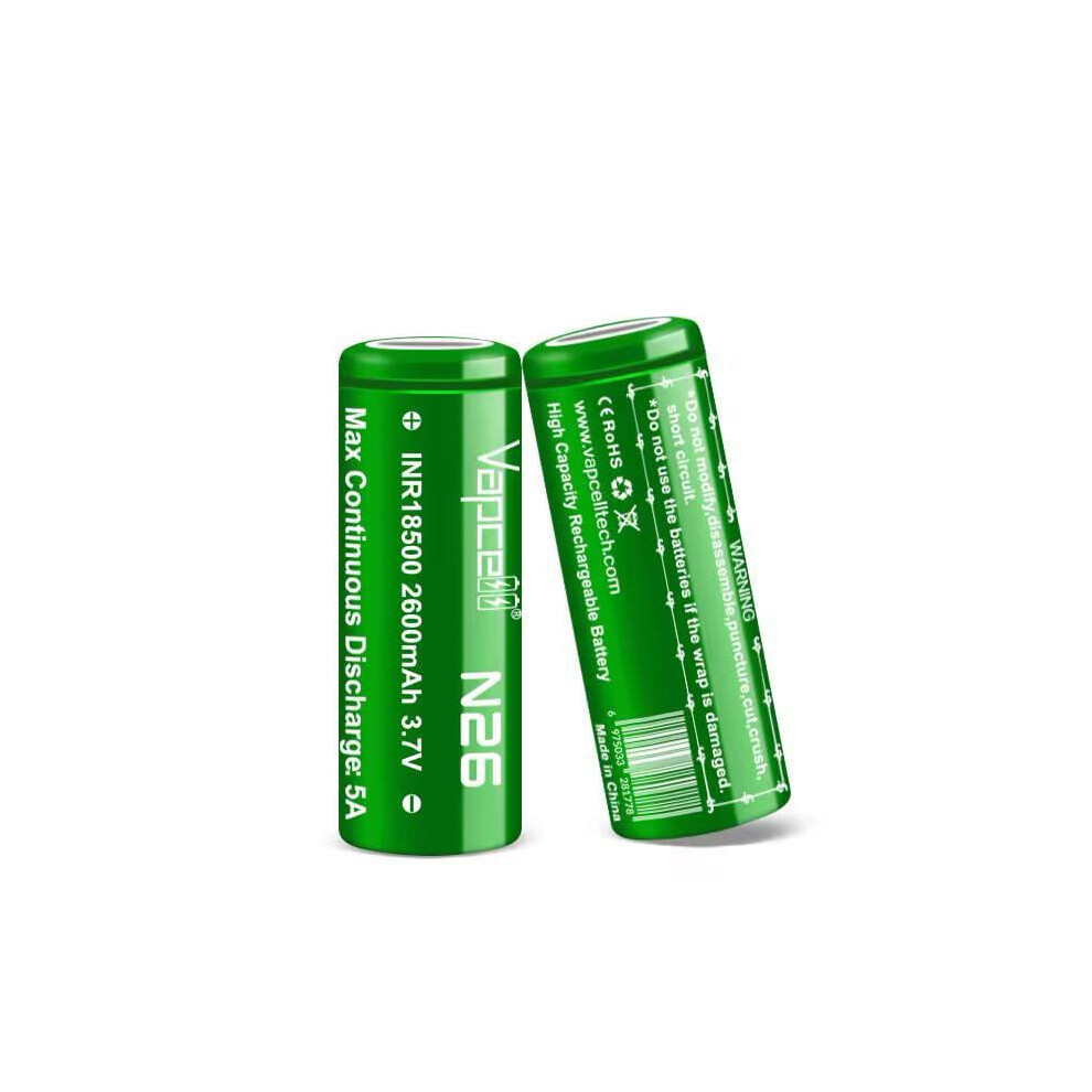 Vapcell 2X N26 18500 2600Mah 3.7V Batteries Flat
