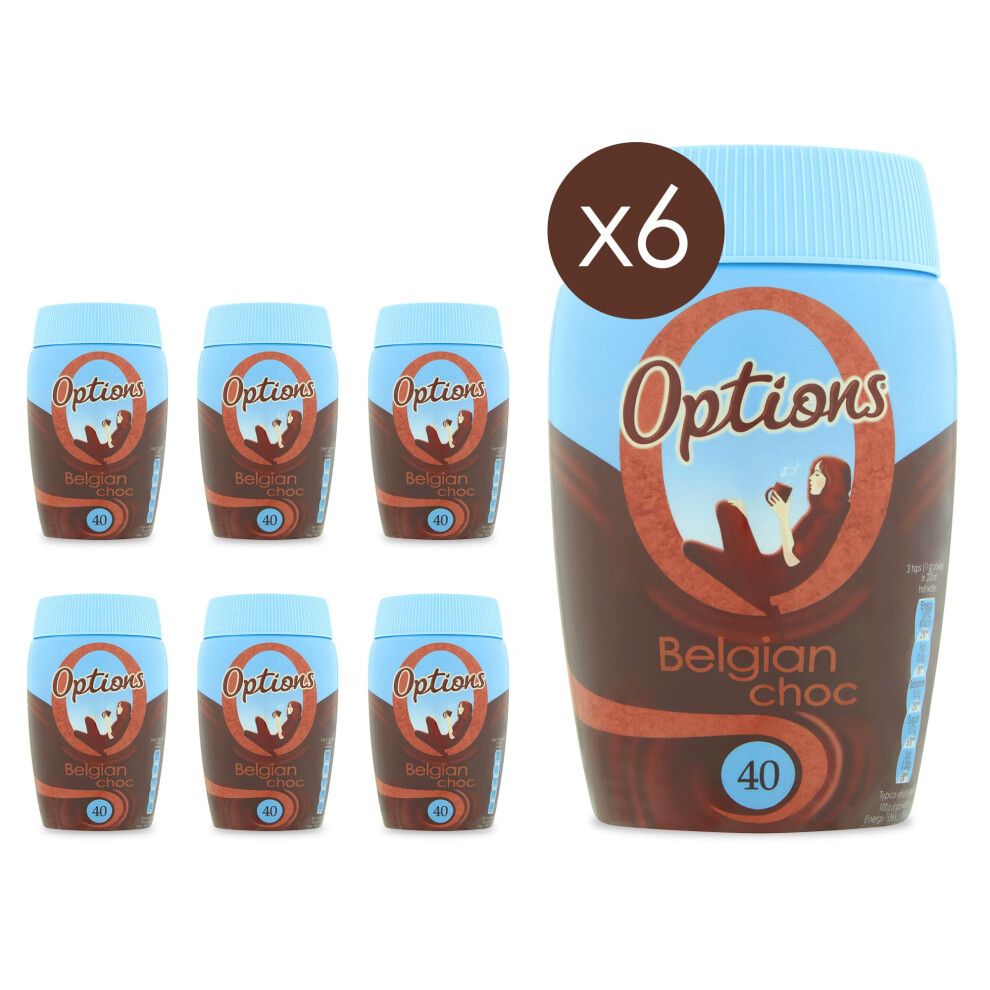 Options Belgian Chocolate Instant Hot Chocolate Drink 395G (6 Pack)