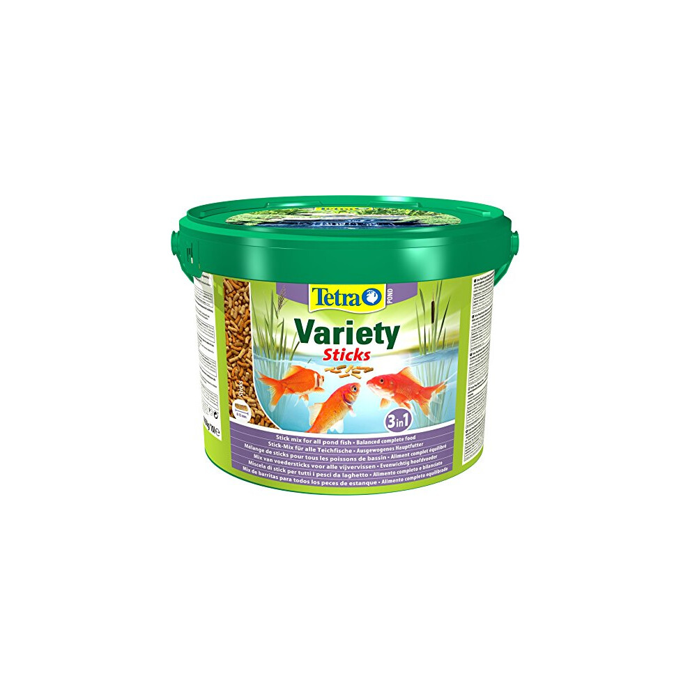 Tetra Pond Variety Sticks Fish Food, Mix Of Three Different Food Sticks For All Pond Fish, 10 Litre