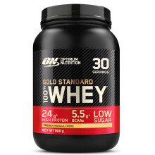 Optimum Nutrition Gold Standard Whey Protein Powder Muscle Building Supplements With Glutamine and Amino Acids, French Vanilla Creme, 30 Servings, 900