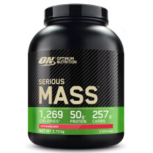 Optimum Nutrition Serious Mass Protein Powder High Calorie Mass Gainer with Vitamins, Creatine and Glutamine, Strawberry, 8 Servings, 2.73 kg,