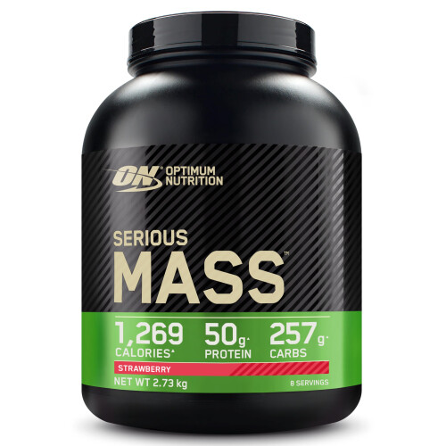 Optimum Nutrition Serious Mass Protein Powder High Calorie Mass Gainer with Vitamins, Creatine and Glutamine, Strawberry, 8 Servings, 2.73 kg,