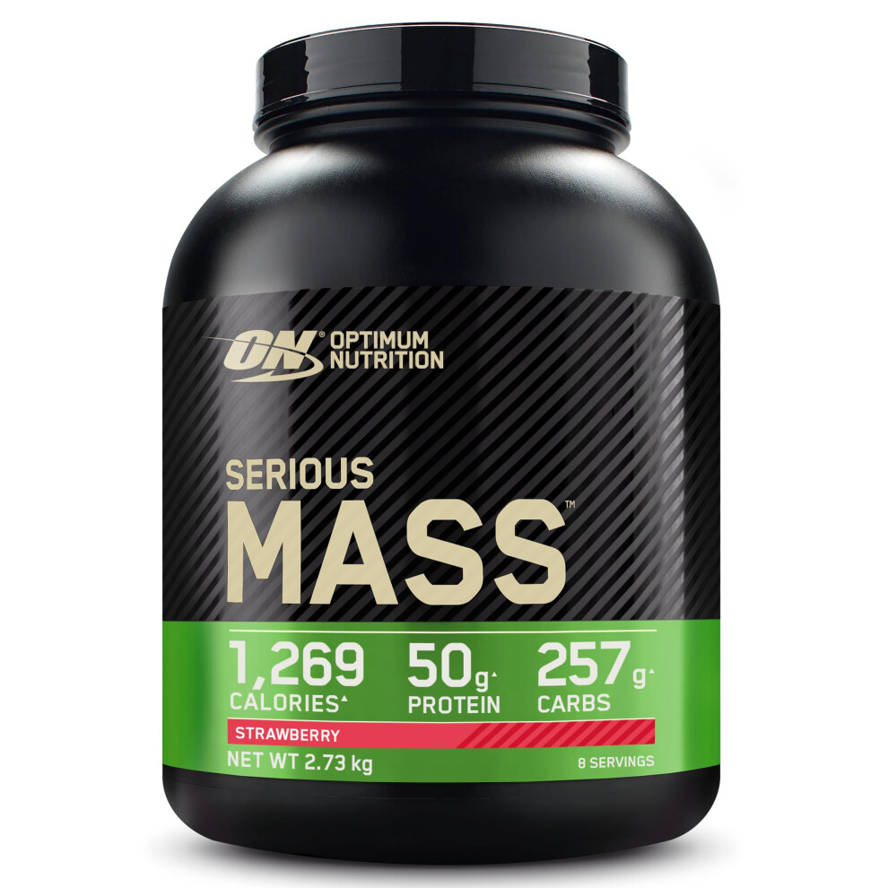 Optimum Nutrition Serious Mass Protein Powder High Calorie Mass Gainer With Vitamins, Creatine And Glutamine, Strawberry, 8 Servings, 2.73 Kg,